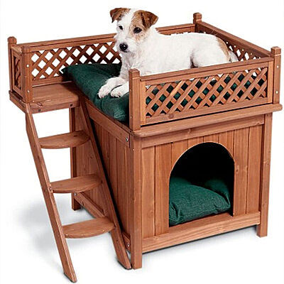 Pet's Room View Deck 2 Level Wooden House Furniture for Small Pets