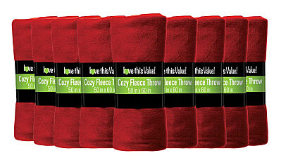 Red 12 Pieces Home Soft Blanket Warm Fleece Throw Outdoor Blankets