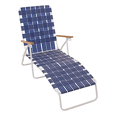 Adjustable  Blue Outdoor Folding Chaise Beach Lawn Pool Lounge Chair