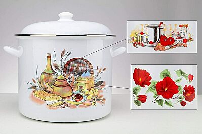 White Enamel Kitchen Cooking Stock Pot With Lid Cookware