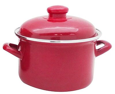 Red Enamel Steel Cooking Pot With Lid Kitchen Decorative Cookware
