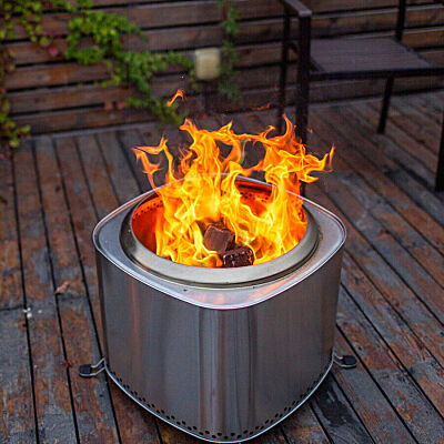 Outdoor Stainless Steel 19inch Square Smokeless Fire Pit w/ Carry Bag