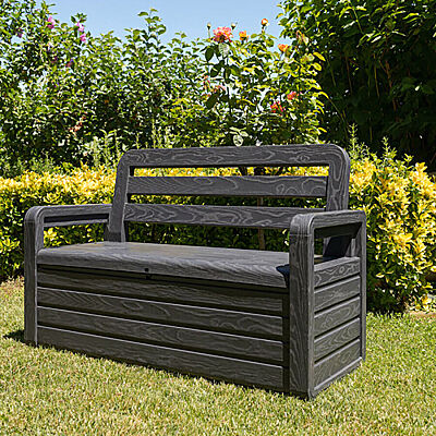 Dark Gray 70 Gal Outdoor Deck Storage Box Chest Storage Bench