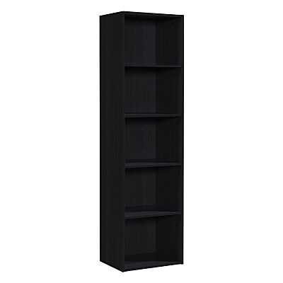 Black Wood Finish 5 Shelf Bookcase Organizer Stand Display Bookshelf