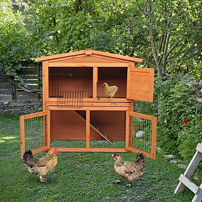 2 Storey Chicken Coop Rabbit Hutch Wood Small Animals House Pet Cage
