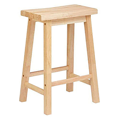 Natural Wooden Classic Saddle-Seat Kitchen Table Bar Counter Stool