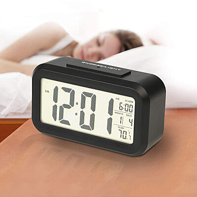 LCD Display Digital Alarm Clock Large Thermometer Smart Night Light