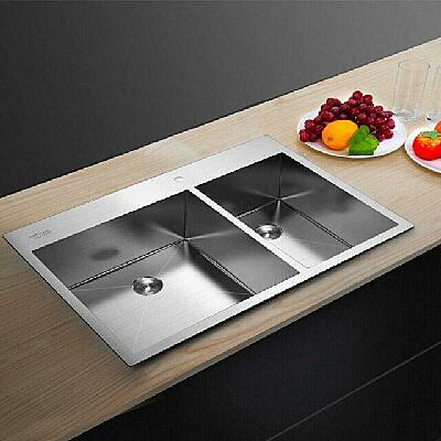 Stainless Steel 60/40 Double Bowl Kitchen Sink Large Non-Rust Sinks